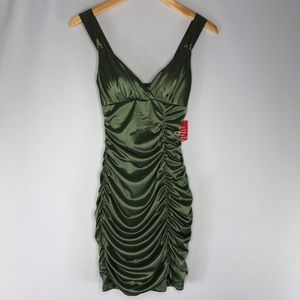 Y2k Deadstock Emerald Green Slinky Layered Dress